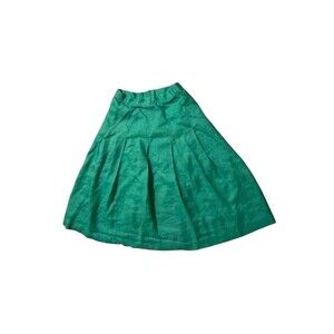 Handmade Vintage 80's Pleated Green Skirt Midi Zip Back S 24 Inch  Fairy Isle